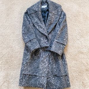 Calvin Klein Womens Black and Gray Pea Coat